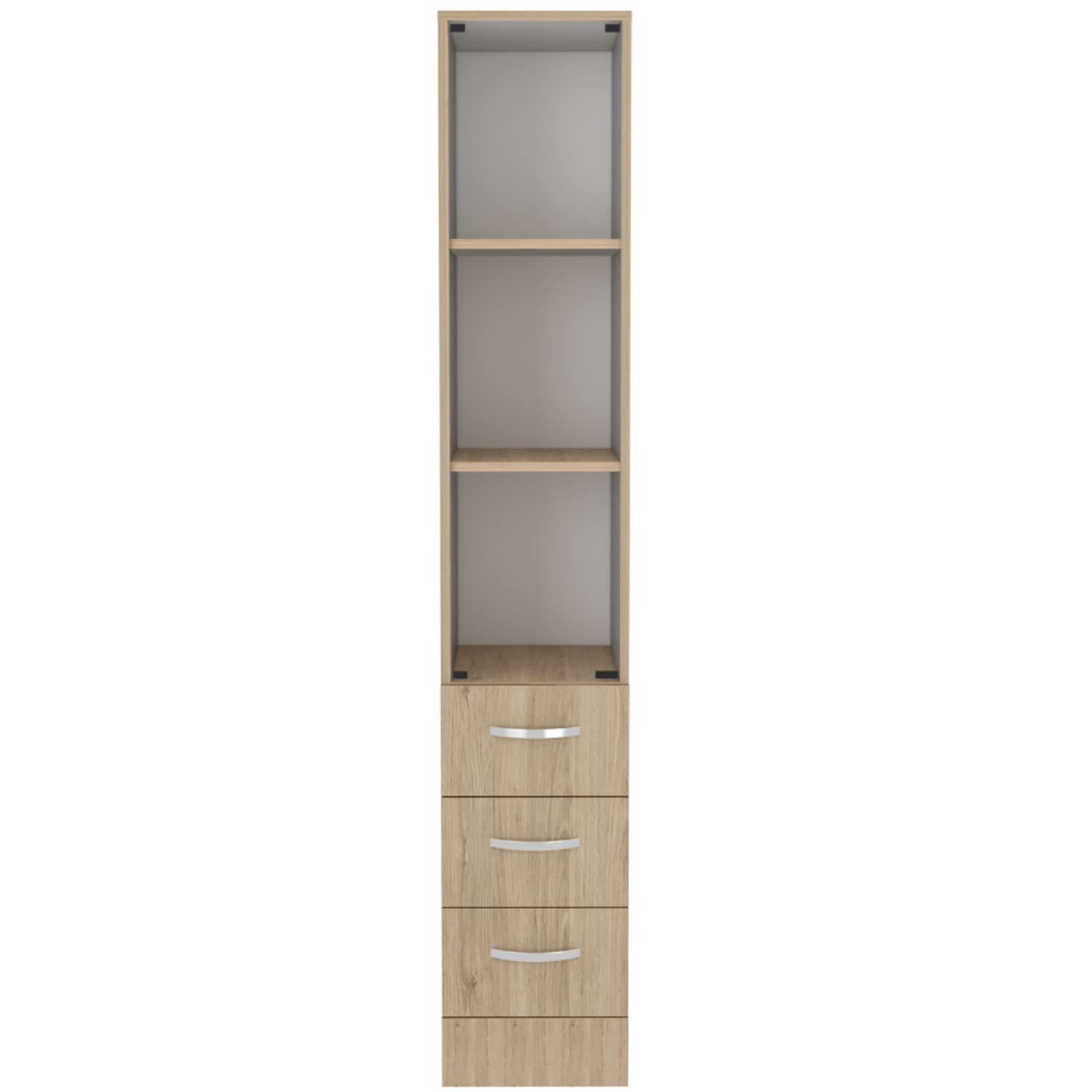 Depot E-Shop Magna Linen Cabinet, 3 Shelves, 4 Drawers, Light Pine/White