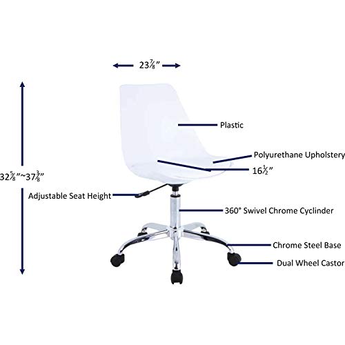 Lorell Plastic Shell Task Chair, 37.4&quot; x 23.9&quot; x 16.5&quot;, White