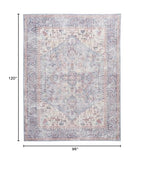 HomeRoots 522460 8 x 10 ft. Blue Floral Traditional Power Loomed Distressed Rectangle Area Rug
