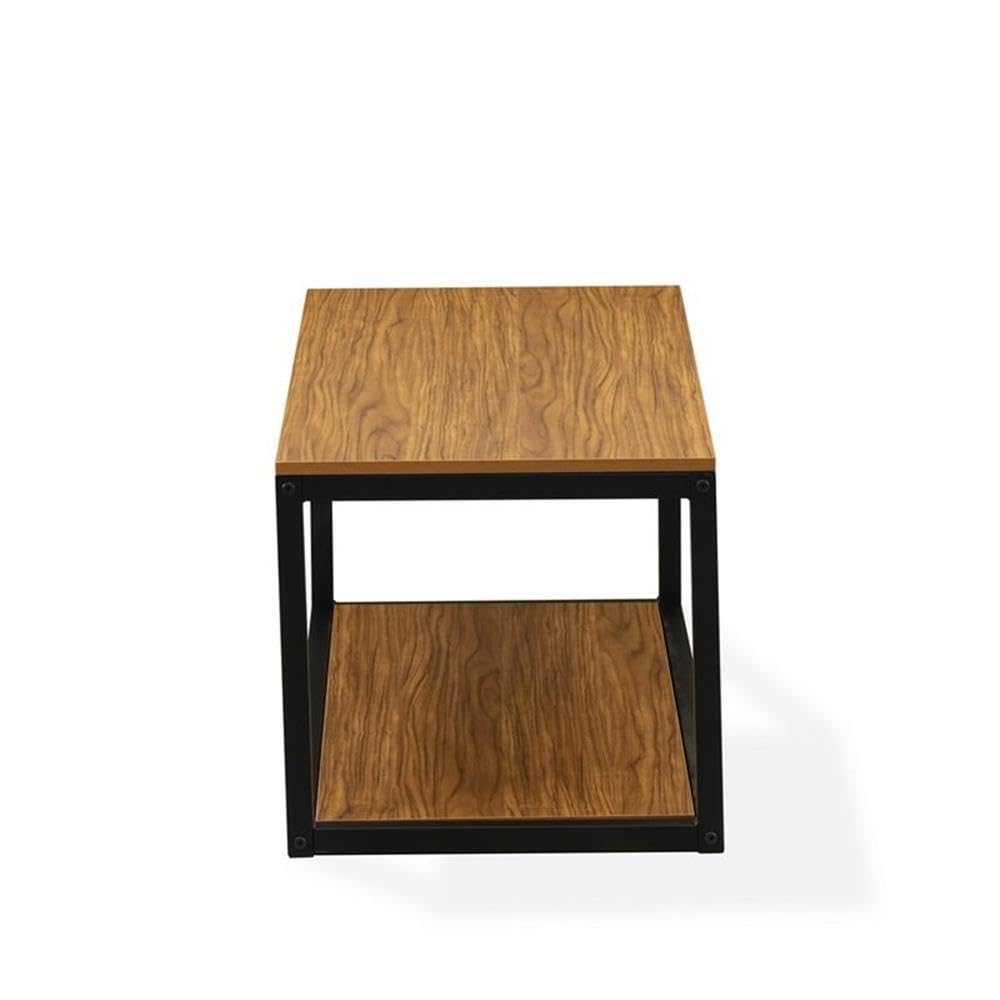 East West Furniture NWCTB01 Norwich Coffee Table - Rectangle Mid Century Modern Side Table with 2 Tier for Bedroom, 18x20 Inch Inch, Powder Coating Black Frame and Brown Wood Laminate Top