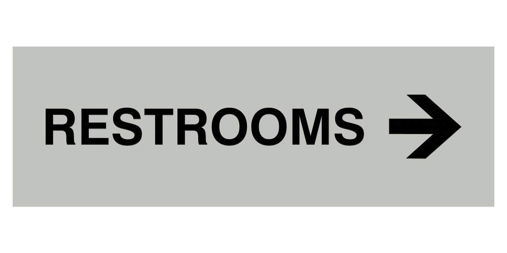 Signs Bylita Basic Restrooms Right Arrow Directional Sign - Durable Material | Strong Adhesive Tape (Lt Gray) - Medium (1 Pack)