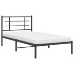 vidaXL Black Metal Bed Frame-Single 39.4"x78.7" with Headboard and Storage Space - Durable Steel Construction - Elegant Bedroom Furniture