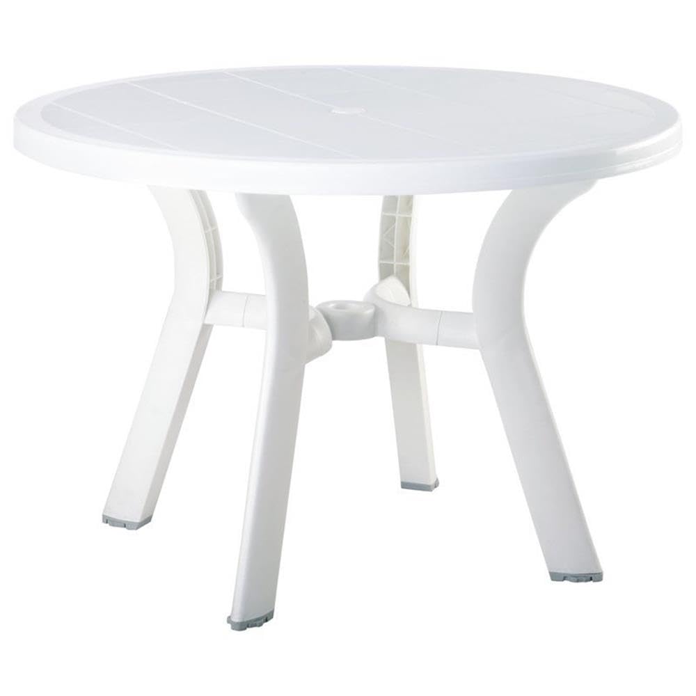 Compamia Truva 42' Round Resin Patio Dining Table In White, Commercial Grade