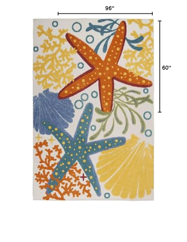 HomeRoots 100% Polypropylene 5’ x 8' Multicolor Indoor Outdoor Area Rug