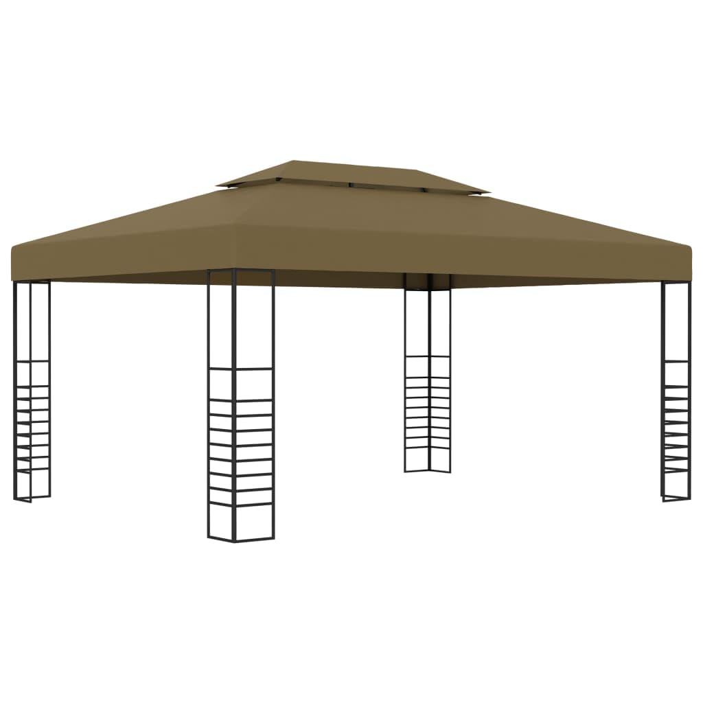 Vidaxl Spacious Gazebo, 9.8'X13.1' Taupe, Perfect For Outdoor Activities, Sturdy Steel Construction With Decorative Squares, Polyester Roof, Not Suitable For Bad Weather