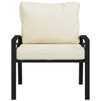 vidaXL Patio Chair - Black with Sand Cushions, Easy Assembly, Powder-Coated Steel Frame, Comfortable and Versatile, Ideal for Gardens and Terraces