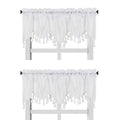Solid Faux Silk Swag Waterfall Cascade Ascot Window Curtain Valance W/Tassels Trim 55' X18' Wave (2, White)