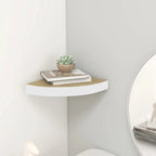 vidaXL Floating Wall Corner Shelf in Oak and White, Sturdy Honeycomb MDF and Metal Construction, Space-Saving Display Unit with Invisible Mounting System
