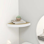 vidaXL Wall Corner Shelf - Oak and White, 13.7"x13.7"x1.4", Invisible Mounting System, Durable Honeycomb MDF and Metal Construction, Suitable for Any Decor