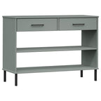 vidaXL Classic Industrial Console Cabinet with Metal Legs, Gray Solid Pine Wood, Large and Spacious with Functional Drawer
