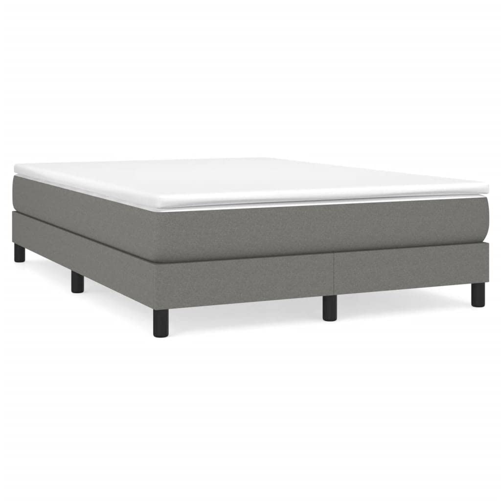 vidaXL Modern Queen Fabric Box Spring Bed Frame, Designed to Hold 59.8&quot;x79.9&quot; Mattress, Made of Plywood, Engineered Wood and 100% Polyester – Dark Gray