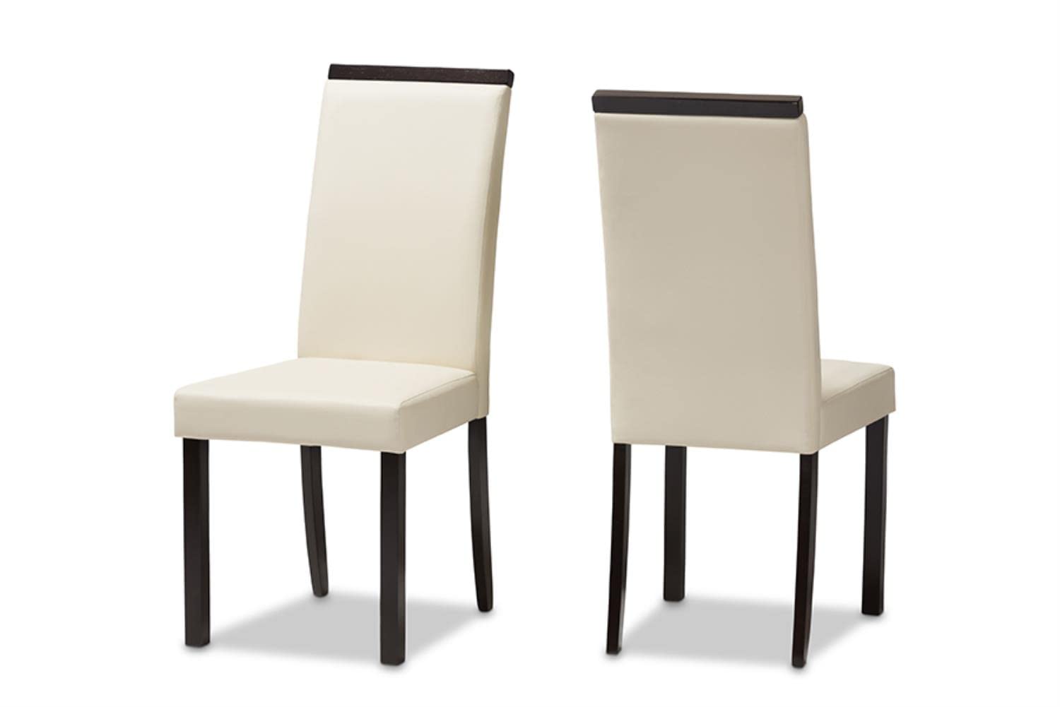 Baxton Studio Daveney Modern and Contemporary Cream Faux Leather Upholstered Dining Chair Set of 2