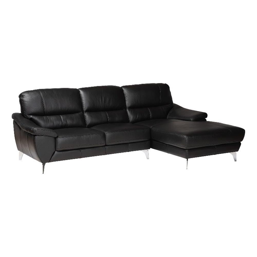 Baxton Studio Townsend Black Leather Sectional Sofa With Right Facing Chaise