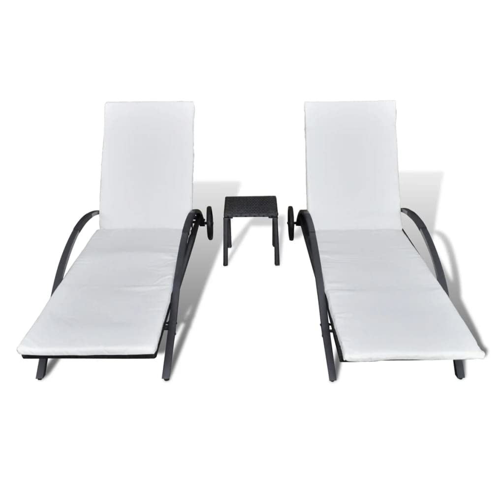 vidaXL Outdoor Chairs 2 Pcs Patio Lounge Chair with Tea Table - Thumbnail 5