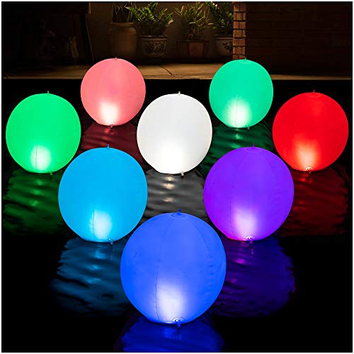 Hapikay Solar Floating Pool Lights - Pack Of 2 Solar Powered Color Changing 14-Inch Balls - Float Or Hang In Pool Garden Backyar