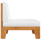 vidaXL Sectional Middle Sofa & Cream White Cushions Solid Acacia Wood