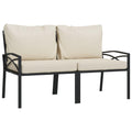 vidaXL Patio Accent Armchair Set - 2 Pcs Steel Frame Black/Sand Cushions for Garden/Lounge