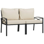 vidaXL Patio Accent Armchair Set - 2 Pcs Steel Frame Black/Sand Cushions for Garden/Lounge