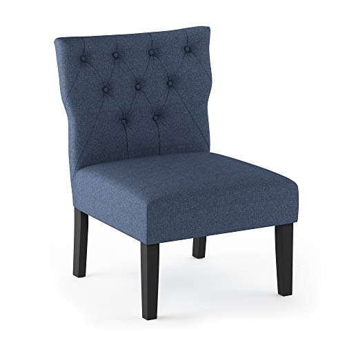 Furinno Belfort Button Tufted Back Accent Chair, Denim