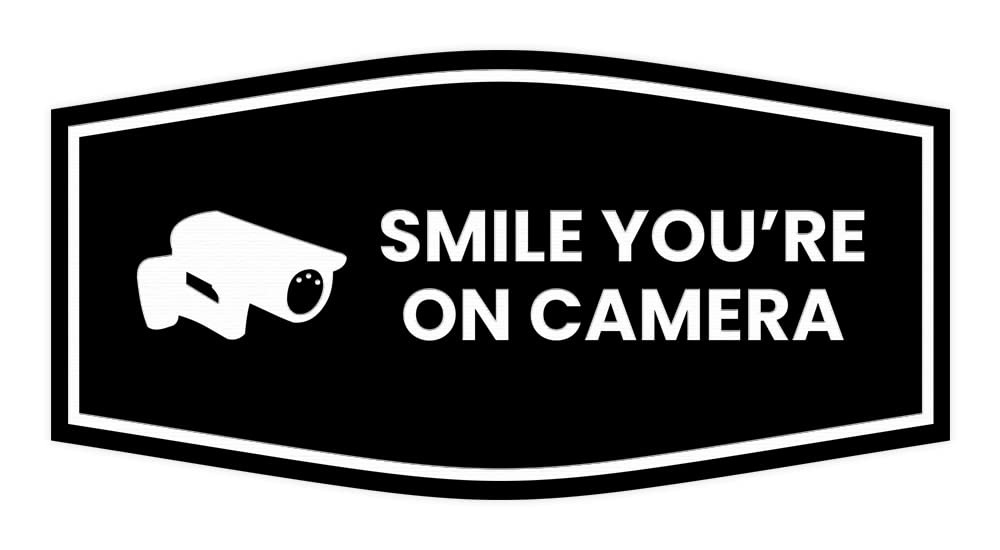Fancy Smile You'Re On Camera Sign (Black) - Small (1 Pack)