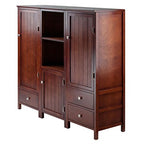 Ergode Wood 3-Pc Brooke Cupboard Set | French Country Charm | Modern Convenience | Solid & Composite Wood | Walnut Finish | Assembly Required (94357-VV)