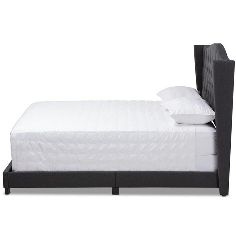 Baxton Studio Alesha Modern and Contemporary Charcoal Grey Fabric Upholstered Queen Size Bed