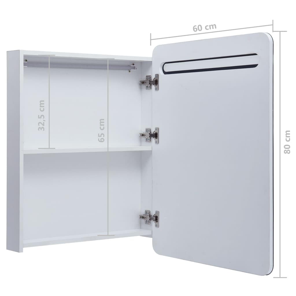 vidaXL Mirrored Bathroom Vanity Cabinet - Wall Mounted Medicine Cabinet with LED Light and Storage Shelves - 23.6&quot; x 4.3&quot; x 31.5&quot;