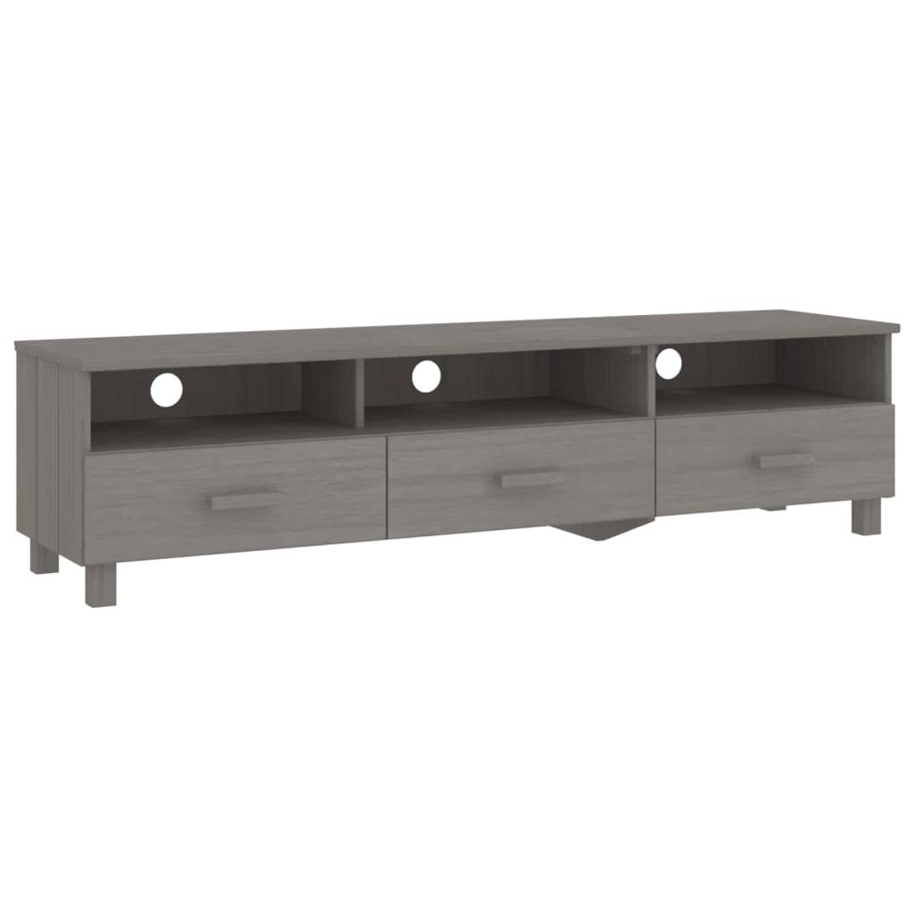 vidaXL Light Gray Pine TV Stand/Console Sideboard - 62.2 x 15.7 x 15.7 in | Solid Wood, MDF | 3 Drawers, 3 Compartments