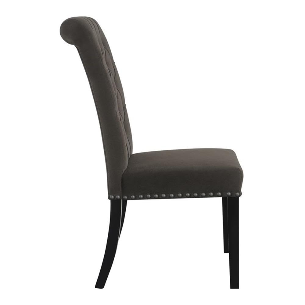Coaster Home Furnishings Alana Upholstered Tufted Side Chairs with Nailhead Trim (Set of 2) and Brown Velvet