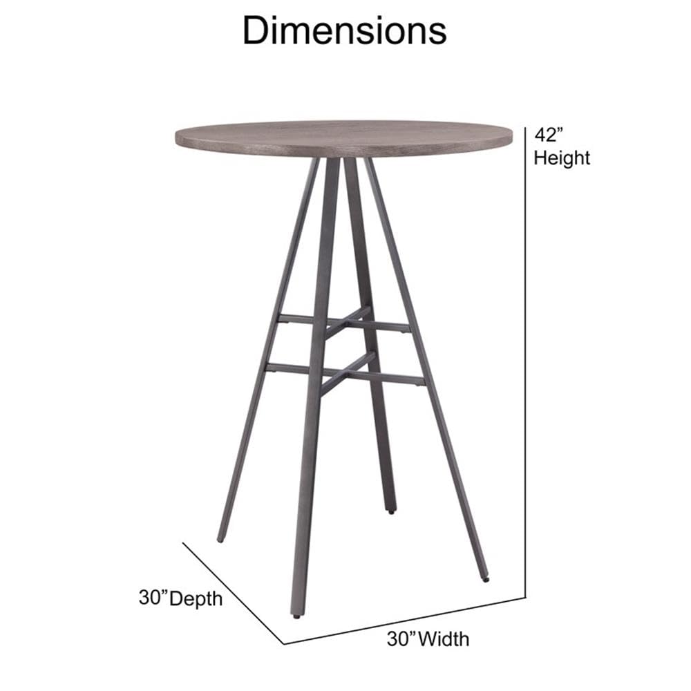 American Woodcrafters Chesson Gray Metal and Wood 42&quot; High Round Pub Table