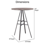 American Woodcrafters Chesson Gray Metal and Wood 42" High Round Pub Table