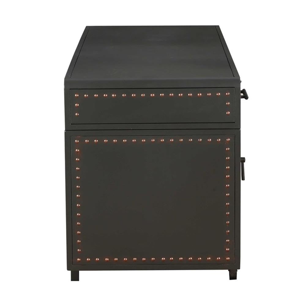 Acme Actaki 3-Drawer Wooden Executive Desk with 2 Doors in Sandy Gray