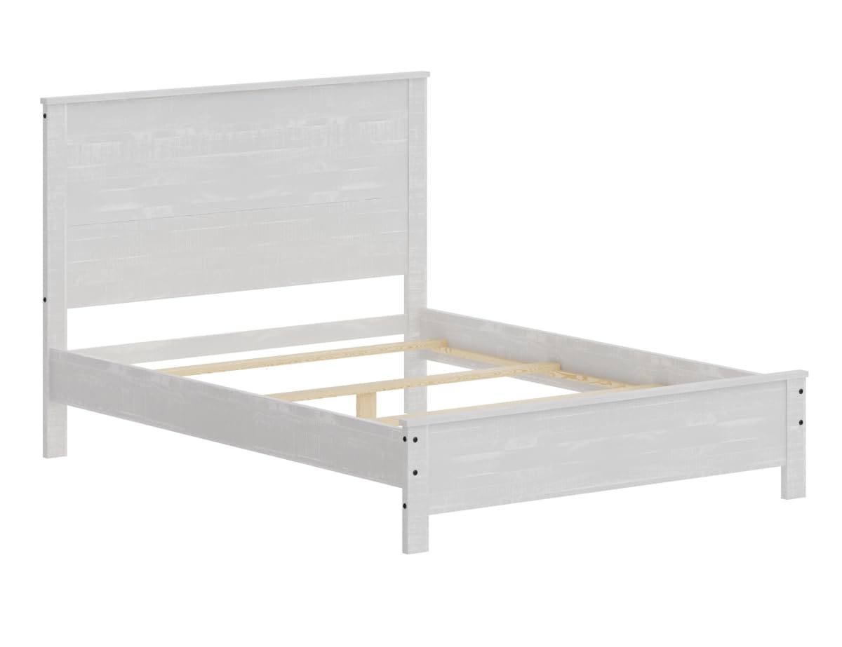 HomeRoots 490287 48 x 78.25 x 42 in. White Solid Wood Twin Size Bed Frame
