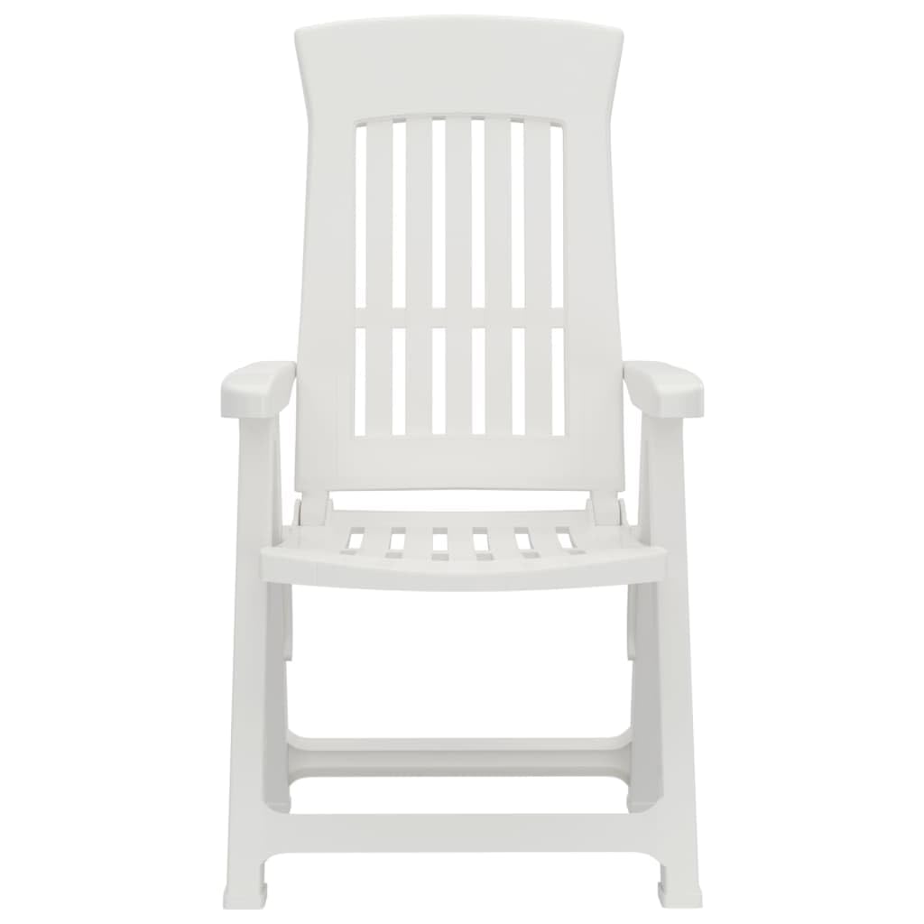 vidaXL Modern Style 2-Piece Patio Reclining Chairs Set - Lightweight, Foldable & Adjustable Backrest - White Polypropylene Outdoor Chairs