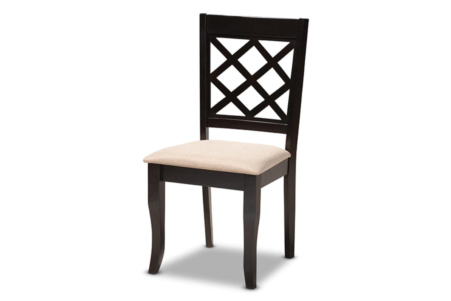 Baxton Studio Verner Modern and Contemporary Sand Fabric Upholstered Espresso Brown Finished 5-Piece Wood Dining Set