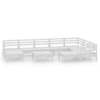 vidaXL Patio Lounge Set - 10 Piece Solid Pinewood Furniture, Rustic White Pallet Design, All-Weather Resistant, Ideal for Indoor/Outdoor Use