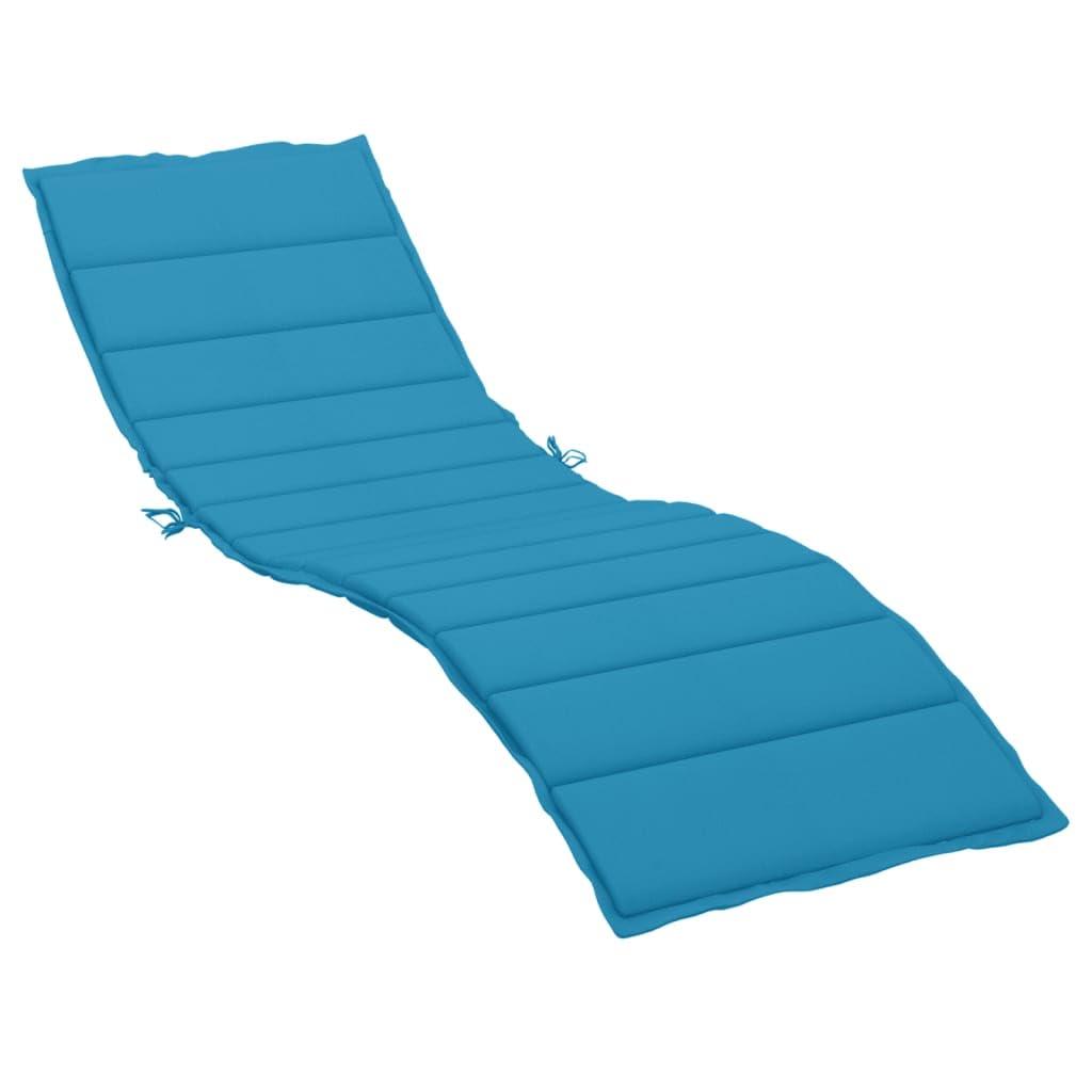 vidaXL Sun Lounger Cushion - Outdoor/Indoor Use - Soft Foam Fiber Filling - Water, Dirt and Wrinkle-Resistant Oxford Fabric - Blue 78.7x19.7x1.2 inches