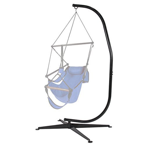 Best Choice Products Metal Hanging Hammock C-Stand For Chair/Weather-Resistant Finish, Offset Base - Stand Only - Black