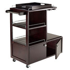 Ergode Wood Jeston Entertainment Cart | Stylish, Elegant, Durable | Ample Surface Space, Storage Drawers, Shelves | Removable Wine Holder | (92430-VV)