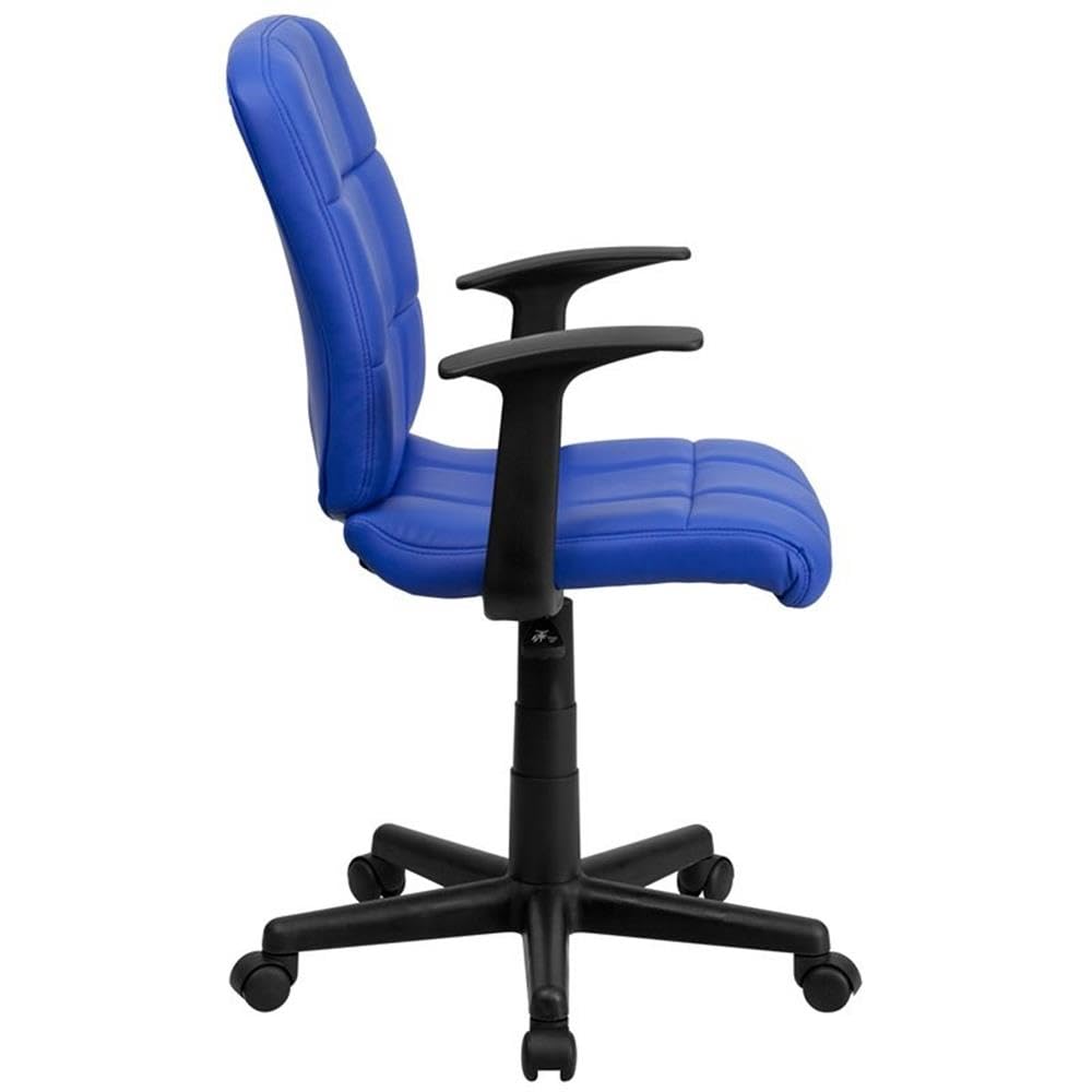 Flash Furniture Clayton Mid-Back Blue Quilted Vinyl Swivel Task Office Chair with Arms