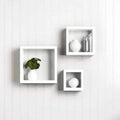 ZenZest Floating Wall Square Cube Shelves for Bedroom, Living Room, Bathroom, Kitchen  Wood, Set of 3 (White)
