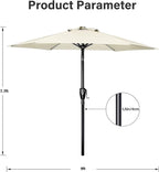Simple Deluxe 9Ft Outdoor Patio Umbrella Table Market Umbrella With Push Button Tilt And Crank, 8 Sturdy Ribs, Uv Protection Waterproof For Garden, Lawn, Deck, Backyard, Pool, Creamy White