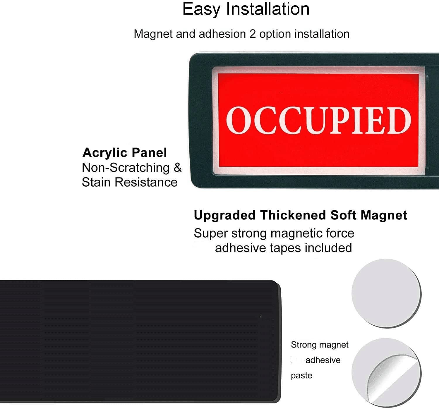 Vacant Occupied Office Sign, Occupied Sign For Bathroom Door, Privacy Sign For Home Restroom Conference Room, Occupied Vacant Si