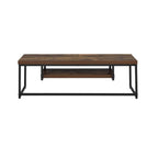 Acme Bob Rectangular Wooden TV Stand with Shelf in Weathered Oak and Black