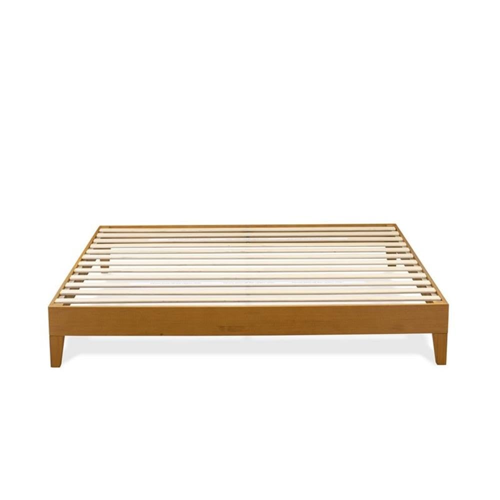 East West Furniture NVP-23-K King Size Bed Frame with 4 Hardwood Legs and 2 Extra Center Legs - Oak Finish