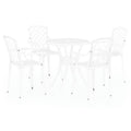 vidaXL 5 Piece Bistro Set - White Cast Aluminum Patio Garden Furniture Set with Round Table and 4 Chairs, Elegant Design, Weather and Rust-Resistant, Umbrella Hole Feature