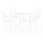 vidaXL 5 Piece Bistro Set - White Cast Aluminum Patio Garden Furniture Set with Round Table and 4 Chairs, Elegant Design, Weather and Rust-Resistant, Umbrella Hole Feature