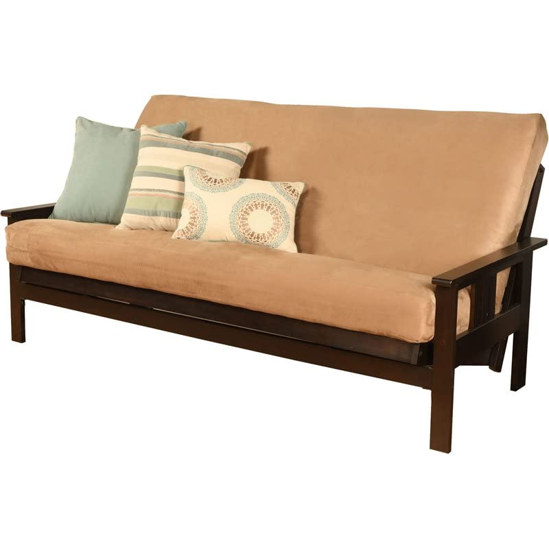 Kodiak Furniture Monterey Espresso Sofa with Suede Peat Tan Mattress