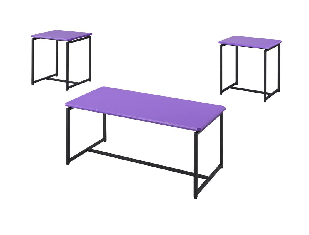 Lilola Home GT 3 Piece Violet Carbon Fiber Wrap Coffee Table and End Table Set