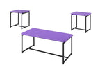 Lilola Home GT 3 Piece Violet Carbon Fiber Wrap Coffee Table and End Table Set